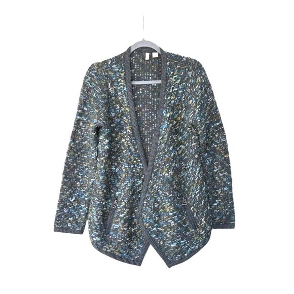 Moth Anthropologie Keavey Wool Mohair Blend Blue Chunky Cardigan Sweater, Small - Picture 1 of 15